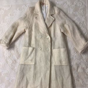 Off White/Cream Wool & Mohair Long Coat